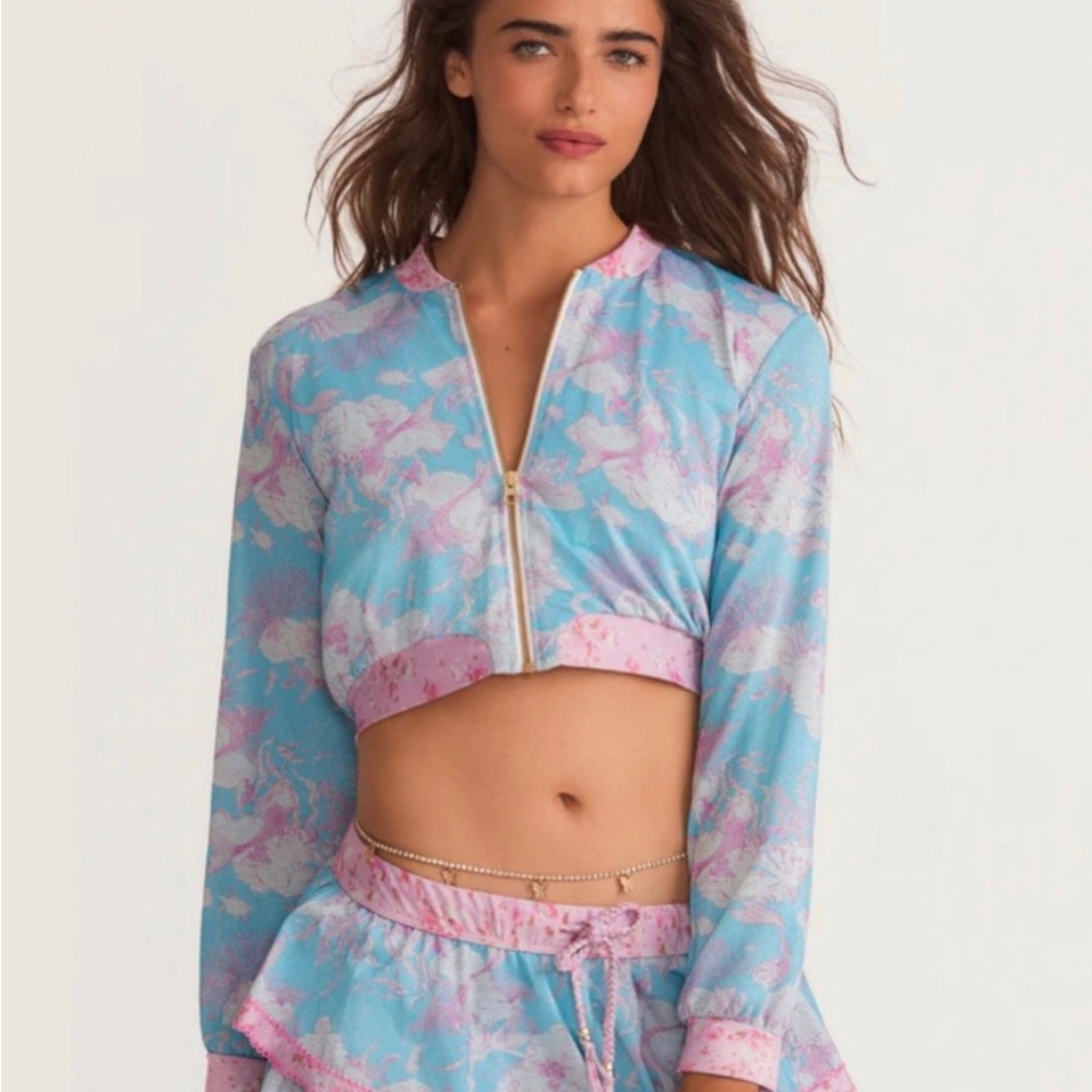 New LoveShackFancy x Hurley Under the Sea cropped bomber jacket M